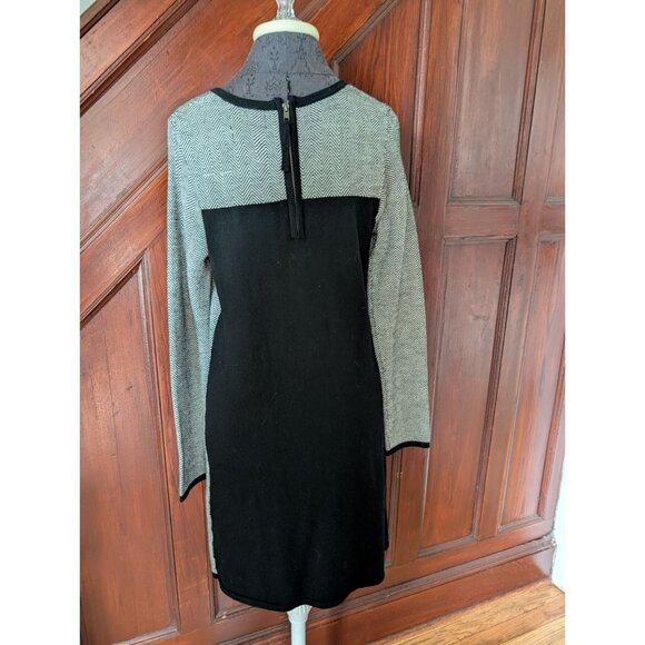 Cynthia Rowley Womens Herringbone Long Sleeve Wool Tunic Dress Black & Gray M - Picture 3 of 8